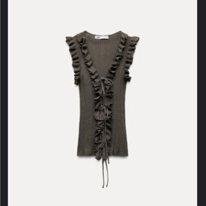 Zara ruffled bow knit top